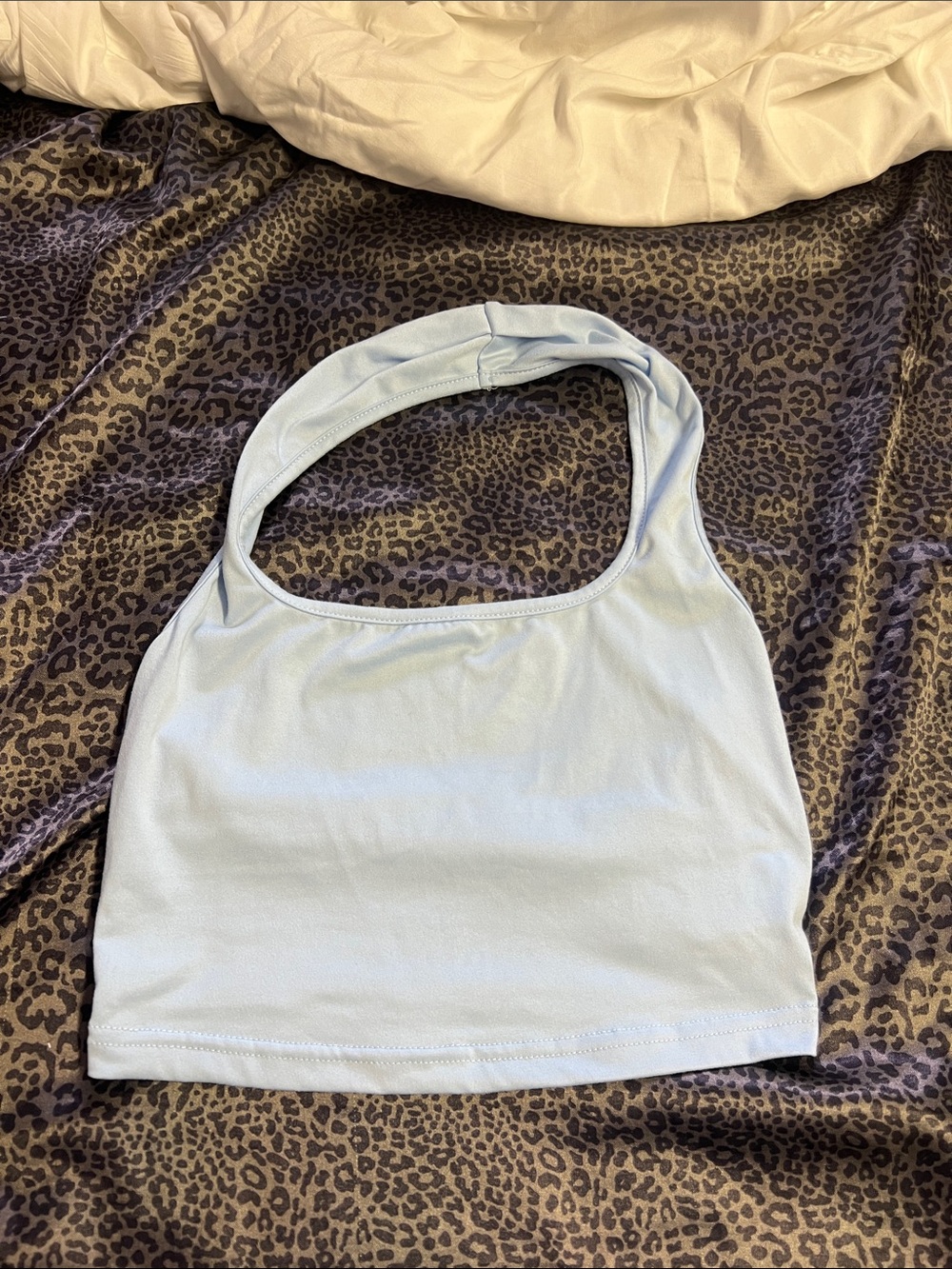 Shein Light Blue Halter Crop Top